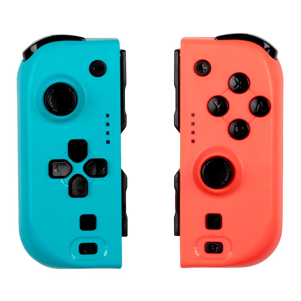 Konix Paire de manettes Joypads Nintendo Switch et Switch OLED - Compatible Nintendo Switch 2 - Autonomie 8 h - Fonction vibration - Bleu et rouge