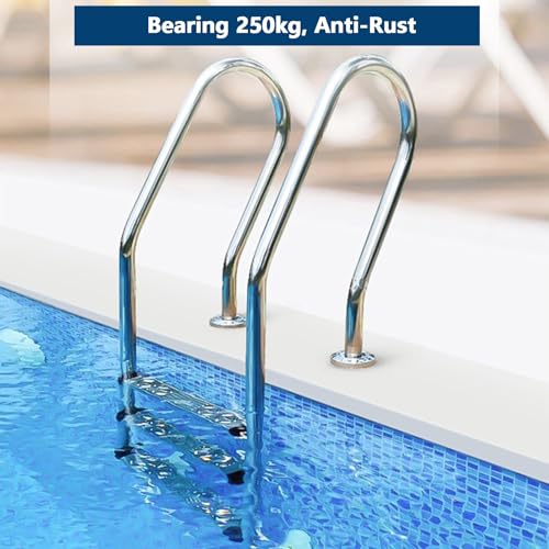 Escalera para piscina de 3 peldaños de acero inoxidable miniatura 6