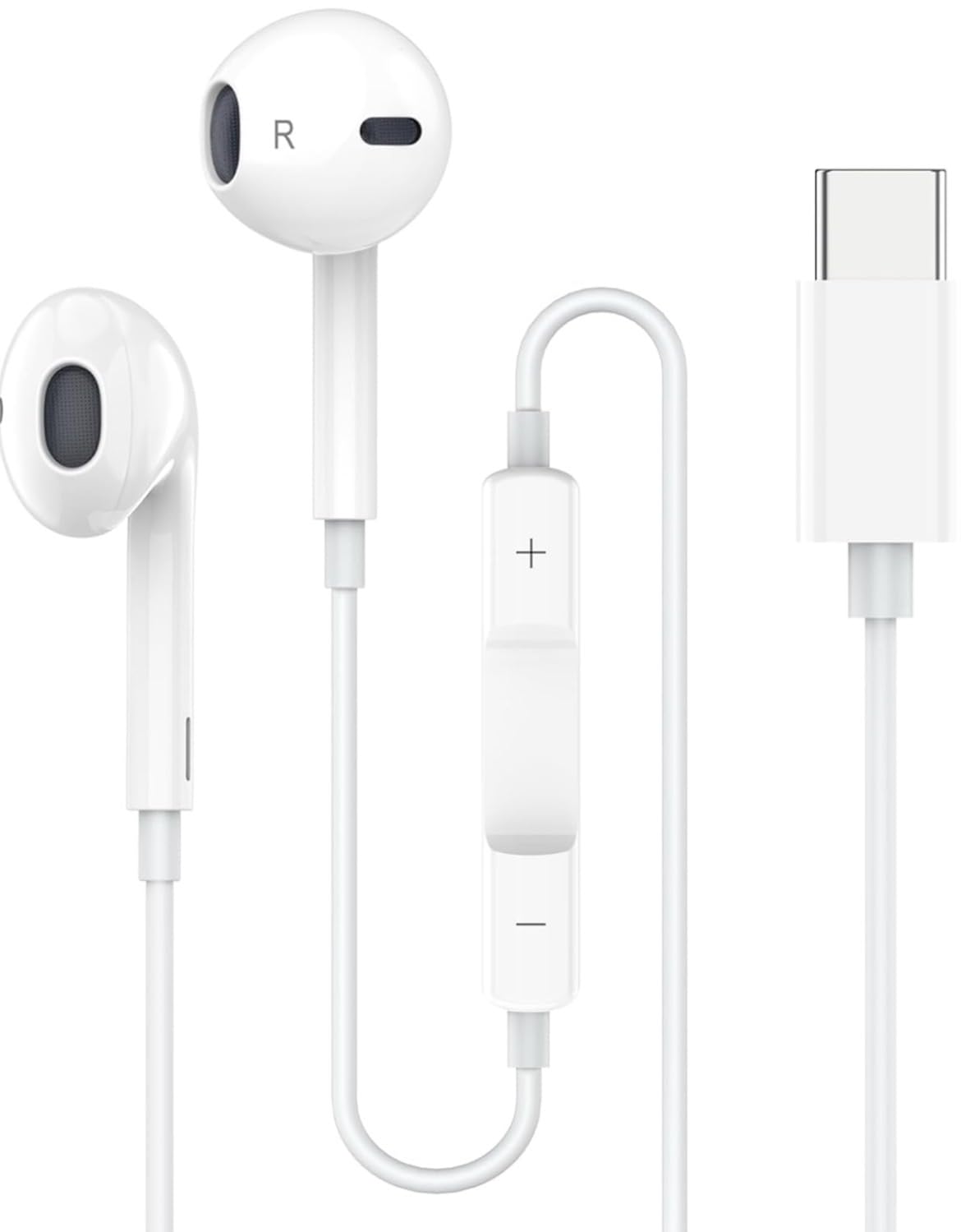 USB-C Wired Earphones with Mic & Volume Control, HiFi Stereo in-Ear Type C Earbuds for Android Smartphones, Tablets & USB-C Devices, WHI-image-37