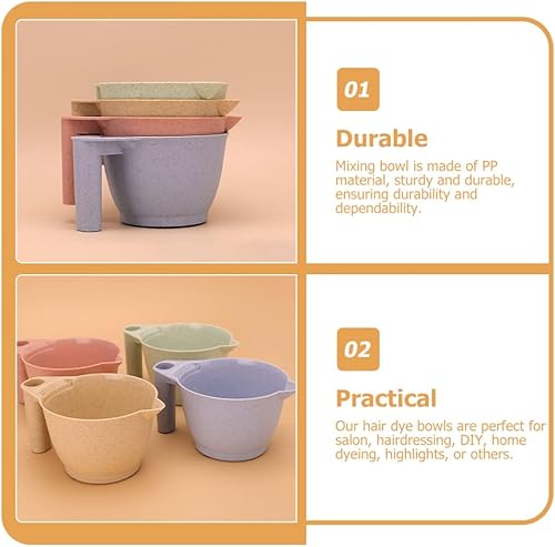 Miniatura 7 de Juego de 2 tazones de tinte para el cabello, cuencos de tinte de mezcla de plástico, para uso doméstico y de salón, color rosa
