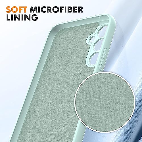 Image of DIZORO Microfiber Candy Case Compatible for Samsung A14 5G Smooth Touch Cushion Liquid Soft Silicone Gel Rubber Phone Cases Non-Slip Full Body Protective Shockproof Back Cover (Mint Green)