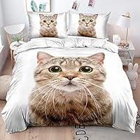 DXHOME 3D Beddengoed, 135 x 200 cm, 4-delig, kattenmotief, zwart, zacht, comfort, microvezel, omkeerbaar beddengoed voor jongeren, meisjes en jongens, eenpersoonsbed met ritssluiting en 2 kussenslopen