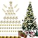 Sunnyglade 94 PCS Christmas Tree Ornaments Set with Glitter Poinsettia, Bows, Ribbons, Leaves & Assorted Decoration Ball for Xmas Tree Holiday Wedding Party Decorations (Golden)