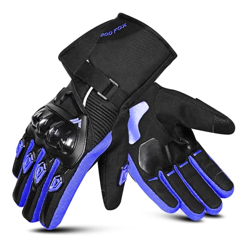 WESTWOOD FOX Guanti da moto invernali per uomo e donna, guanti da moto impermeabili, touchscreen, leggeri, guanti da guida con protezione calda per BMX, ATV, UTV, mountain bike (BLU, M)