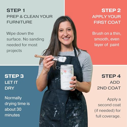 Image of Country Chic All-in-One Chalk Paint for Furniture, Cabinets, Home Decor, Eco-Friendly, Matte Finish, Built-In Primer & Top Coat for Wood, Metal - Hollow Hill (Dark Green) - Pint 16 oz (475 ml)