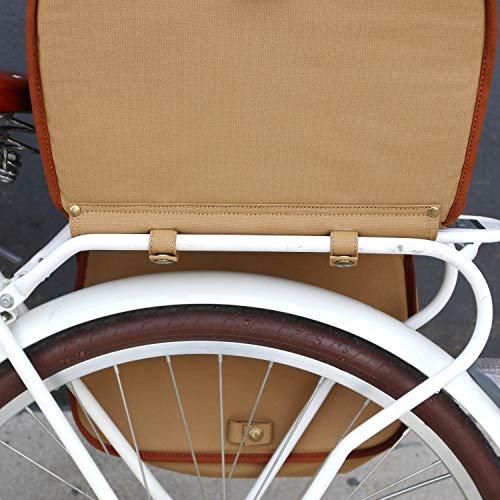 Tourbon Bike Pannier Bags Waterproof Bicycle Rear Rack Tail Bag - Canvas And Leather #TOP5