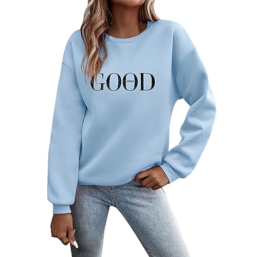 Dwevkeful Pullover Damen, Sweatshirt Damen, Langarmshirt, Longsleeve, Winterpullover, Oberteile, Pulli, Elegant, Baumwolle, Herbst Mode, Hellblau, L Dwevkeful Pullover Damen, Sweatshirt Damen, Langarmshirt, Longsleeve, Winterpullover, Oberteile, Pulli, Elegant, Baumwolle, Herbst Mode, Hellblau, L