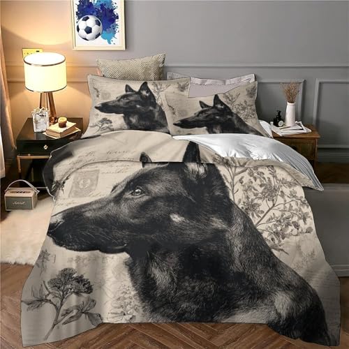 Parure de lit Berger Allemand 135x200 housse de couette imprimé 3D