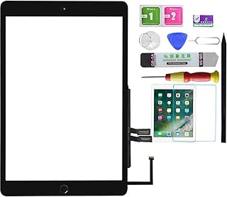 for Black iPad 6 2018 6th Generation A1893 A1954 Touch Screen Digitizer Assembly Replacement with Home Button,Camera Bracket,Pre-Installed Adhesive,Tool Repair Kit