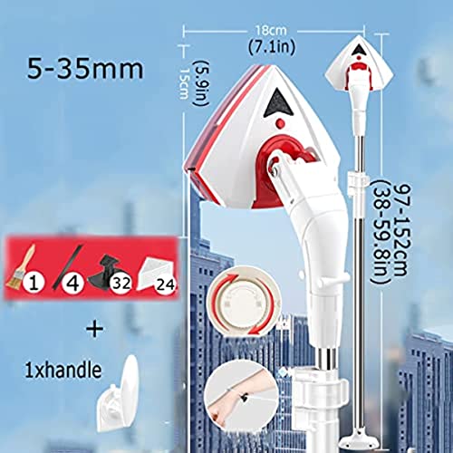Spazzola Lavavetri Magnetica - Pulitore Per Finestre E Vetrine Tergivetri Per Vetri Interni E Esterni |Per Finestre A Vetro Vetro Doppio O Triplo Da 5-35 Mm | Aderenza Regolabile -Con Asta - 6