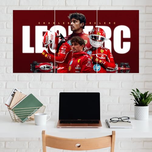 Image of Good Hope - Charles Leclerc Split Poster 12x18 Inch - Ferrari F1 Car Racing Posters for Boys Room Wall Decor Bedroom Cafe GYM Gaming room Livingroom & Office Decoration (Formula 1 Champion Fan without frame Framed)