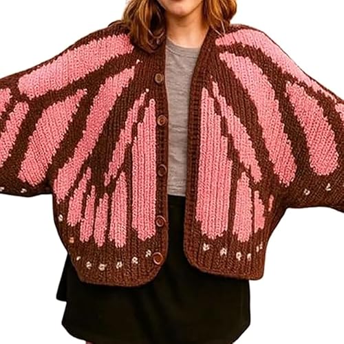 Monarch Butterfly Knit Cardigan The Crochet Monarch Butterfly Cardigan Sweater with Butterflies Wing Pattern Tops for Women
