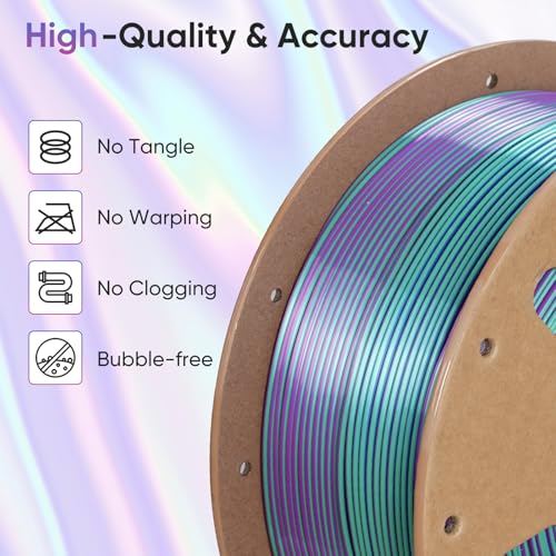 Image of ERYONE Silk Filament PLA+ 1.75mm Shiny 3D Printer Filament, Multicolor PLA 4 in 1, 1kg (2.2LBS) /Spool, HS Silk Quadruple Color Aurora Dream (Teal Green & Violet & Electric Pink & Indigo)