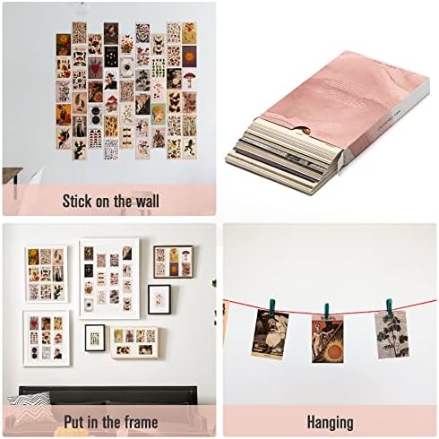 WIFUN Vintage Botanical Wall Collage Kit, 50PCS 4x6 inch Wall Art Collage Postcards Kit with Tape, Bedroom Art Pictures, Room Decor Aesthetic Posters for VSCO Girls Boys