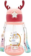 Kids Water Bottle with Sipper 600ml – Transparent Leak Proof BPA Free Drinking Bottle with Silicone Straw & Carry Strap for School, Travel, Sports | Cute Water Bottle for Boys & Girls