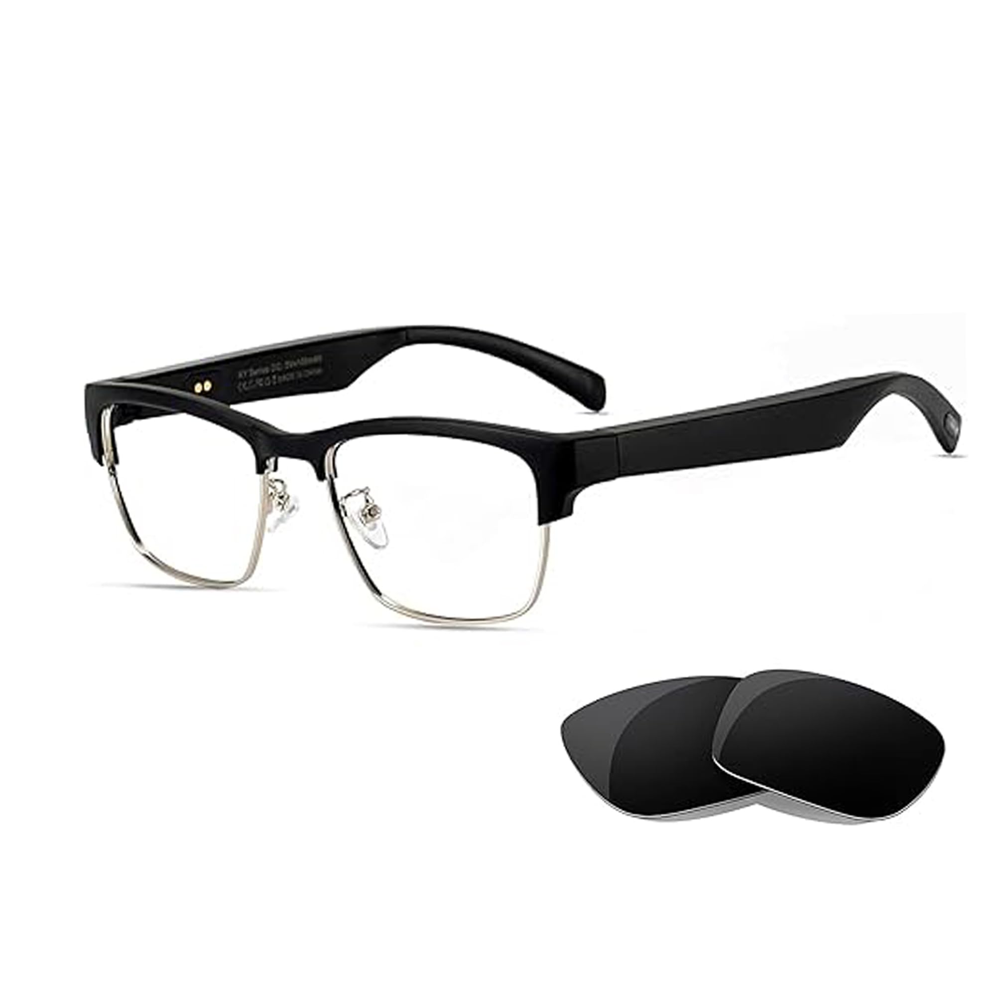 Bluetooth Audio Smart Glasses for Men Women,Wireless Headphone Glasses with Speaker, Voice Control,HD Voice Calling,Anti-Blue Light Lenses and Polarized Lenses,Magnetic Charging,Unisex