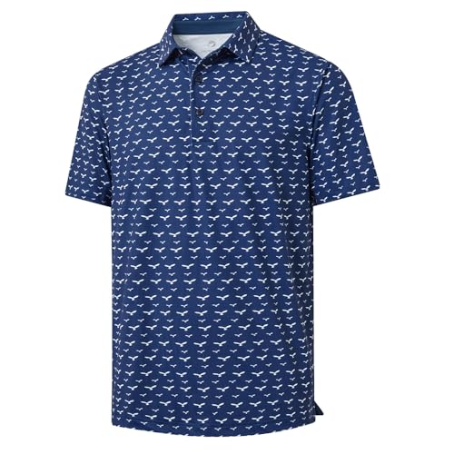 JIUYANG Men's Dry Fit Golf Polo Shirts - Moisture Wicking 4-Way Stretch