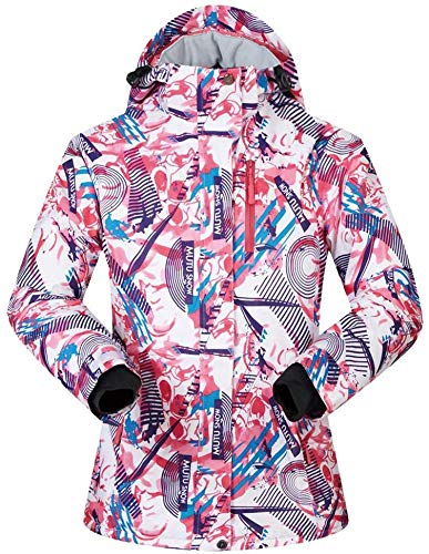 Veste de ski imperméable femmes veste de costume snowboard rose imprimé chaud