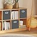 Yunkeeeper storage bins Cubes, Fabric Cube Organizer with Handle, Foldable Cube Bins for Cloth or Accessary Storage, 11x11x11, Set of 3,(Gray)