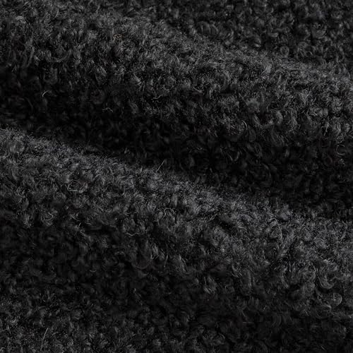 Image of Pack of 2 Curly Teddy Wool Faux Fur Throw Pillow Covers Fuzzy Accent Soft Sherpa Pillowcases Sheepskin Fleece Decorative Cushion Case for Sofa Couch Living Room 12x20 Inch Black