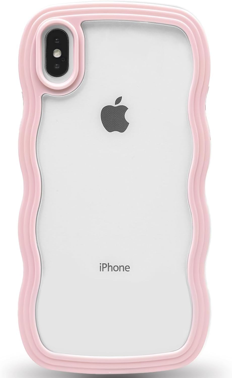 TWIKKA Compatible with iPhone Xs Max Case Wavy Edge Clear Back Design Anti-Slip Grip Curly Frame Shape Shockproof Soft TPU & Hard Bumper Protective Case Cover for iPhone Xs Max (Pink)