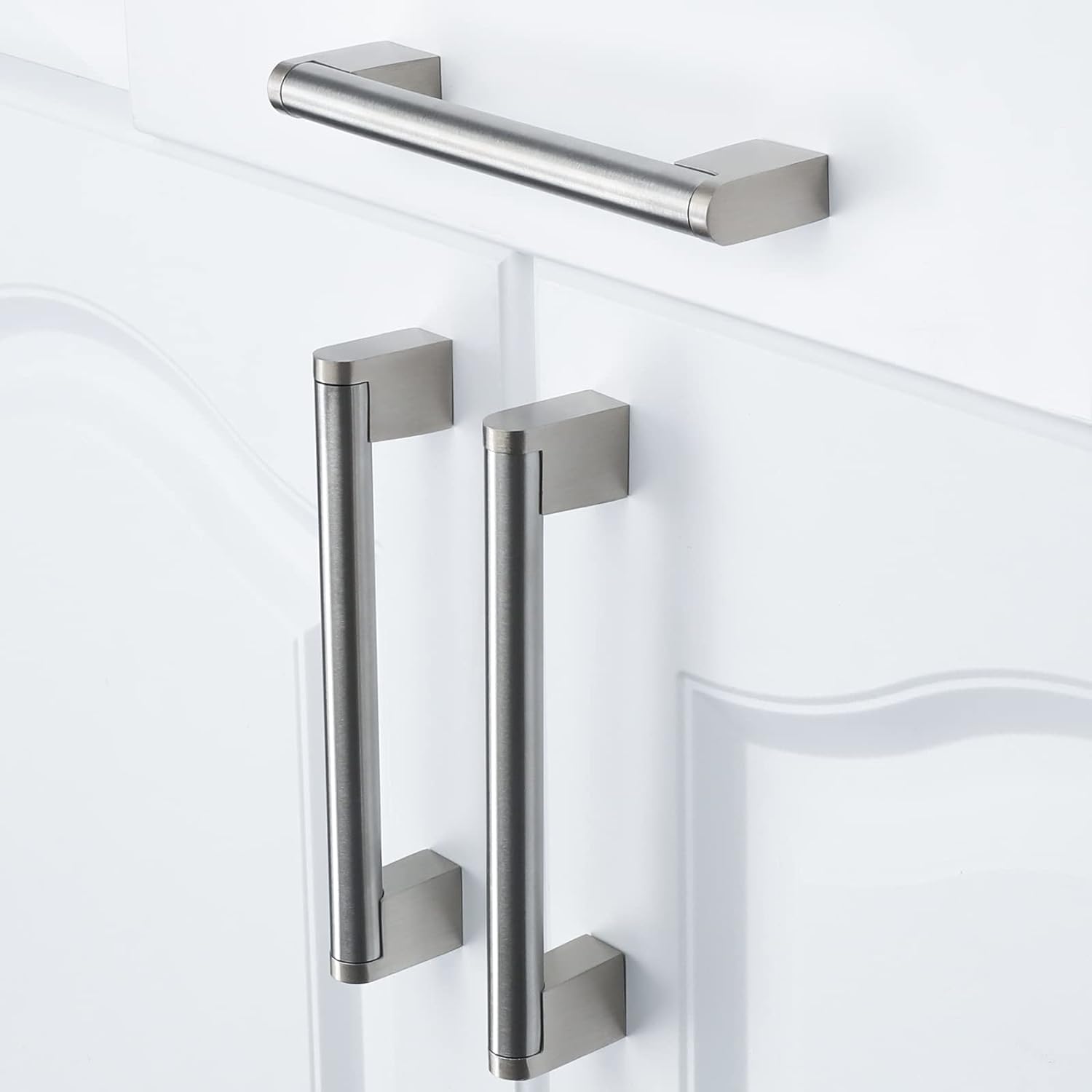 Goldenwarm 50 Piezas 128mm Tiradores Cocina Plata Cepillado Armarios | Tiradores de mueble en acero inoxidable resistentes al agua, aptos para gabinetes y cajones de baño.