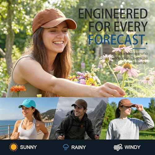 Image of Mens Waterproof Baseball Cap Womens Rain Hat Quick Dry Running Hat with Sweatband Outdoor Golf Breathable Sports Cap