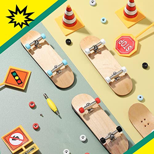 Zhehao 20 Pieces Fingerboard Tool Set Bearing Wheels with 4 Pieces Tool Screwdriver and Nut Driver Compatible with Most Fingerboard Trucks(White, Black, Red, Light Blue) - Thumbnail 4