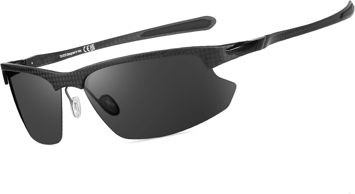 DUCO Mens Sports Polarized Sunglasses Ultralight Carbon Fiber Sun Glasses Driving Fishing Golf UV400 Protection Shades DC8335