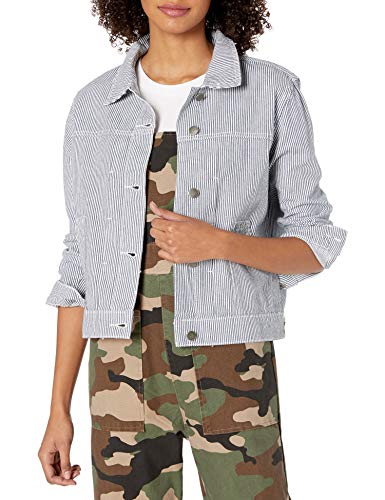 RVCA Women Garn Striped Denim Jacket Black Small