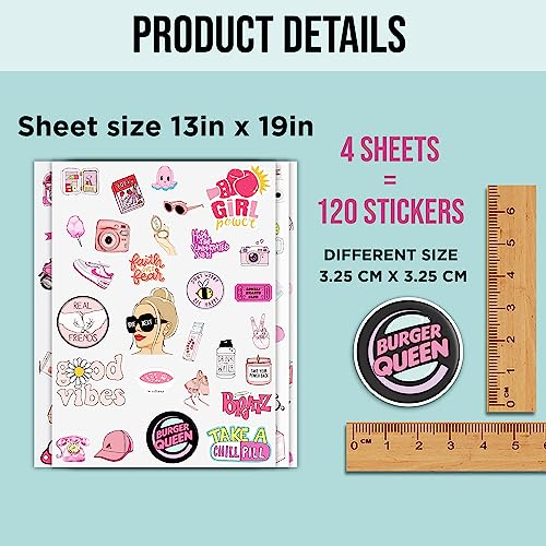 Image of FlyBuyHub Pink Theme Aesthetic Vinyl Journal Stickers for Phone Case, Laptop, Notebook, Diary, Water Bottle, Etc Self-Adhesive Stickers Set of 120 Glossy and Waterproof Stickers (Pink Girls)