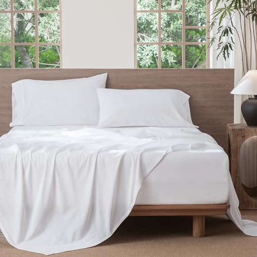 Image of MooMee Sheet Set 100% Washed Cotton Linen-Like Extra Deep Pocket Full | Relaxed Linen-like Texture. Soft, Breathable & Lightweight Comfort. 15-19 inch Extra Deep Pocket with All-around Elastic
