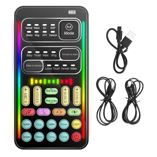 Dpofirs Changeur de Voix Portable, Changeur de Voix pour Microphone Portable avec Machine à Effets Multifonctions Sonores pour Téléphone PS4 Switch...