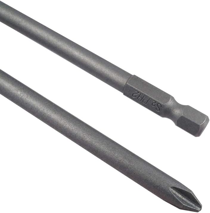 Wolfride 10pcs PH2 Long Magnetic Phillips Driver Bits 1/4 Inch Hex Shank Phillips Head Drill Bit Set Cross head screwdriver bits |5.9 Inch Length