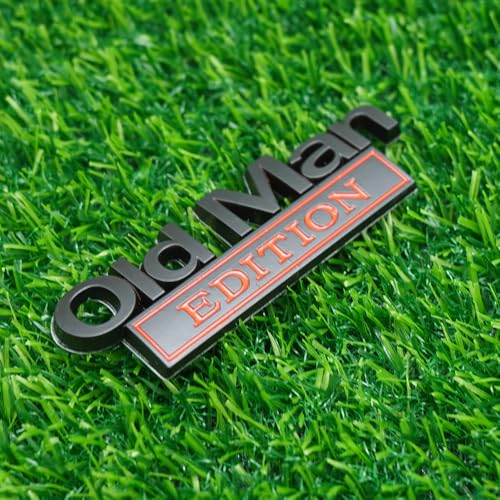 Image of 2pc Old Man Edition 3D Metal Emblem Fender Rear Tailgate Bumper Badge Nameplate Sticker Decal for Car Truck (Black Red)