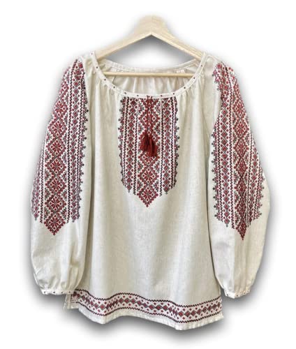 Ukrainian Handmade Vyshyvanka Embroidered Hand Crafted Blouse Folklore Ukrainian Souvenir Bohemian Boho Style Top Ukrainian Art Clothing Souvenir Gift (XL)