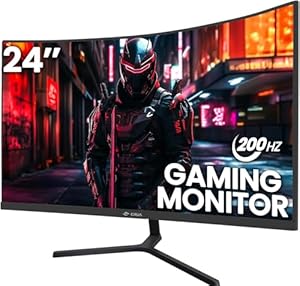 CRUA 24 Zoll Gaming Monitor, Full HD Monitor, Home Office Bildschirm, 24 Inch 200Hz Computerbildschirm, 120% sRGB, HDMI/DP, Ultrabreite Computermonitore, Blaulichtfilter, Desktop-PC-Monitor