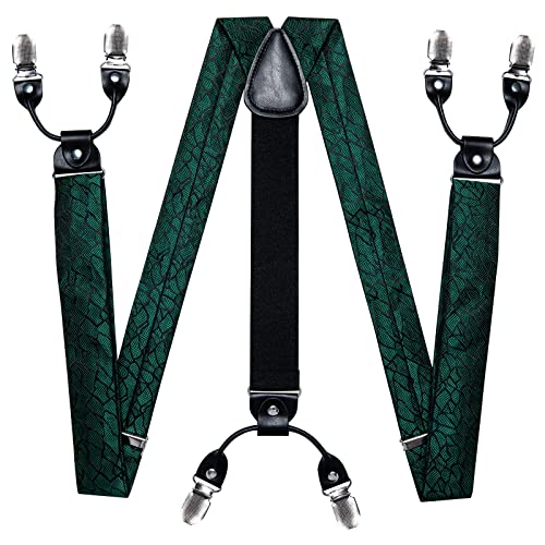 Image of DiBanGu Paisley Bow Tie and Supenders for Men Tuxedo Heavy Duty 6 Clips Suspender Adjustable Y-Shape Mens Trouser Braces