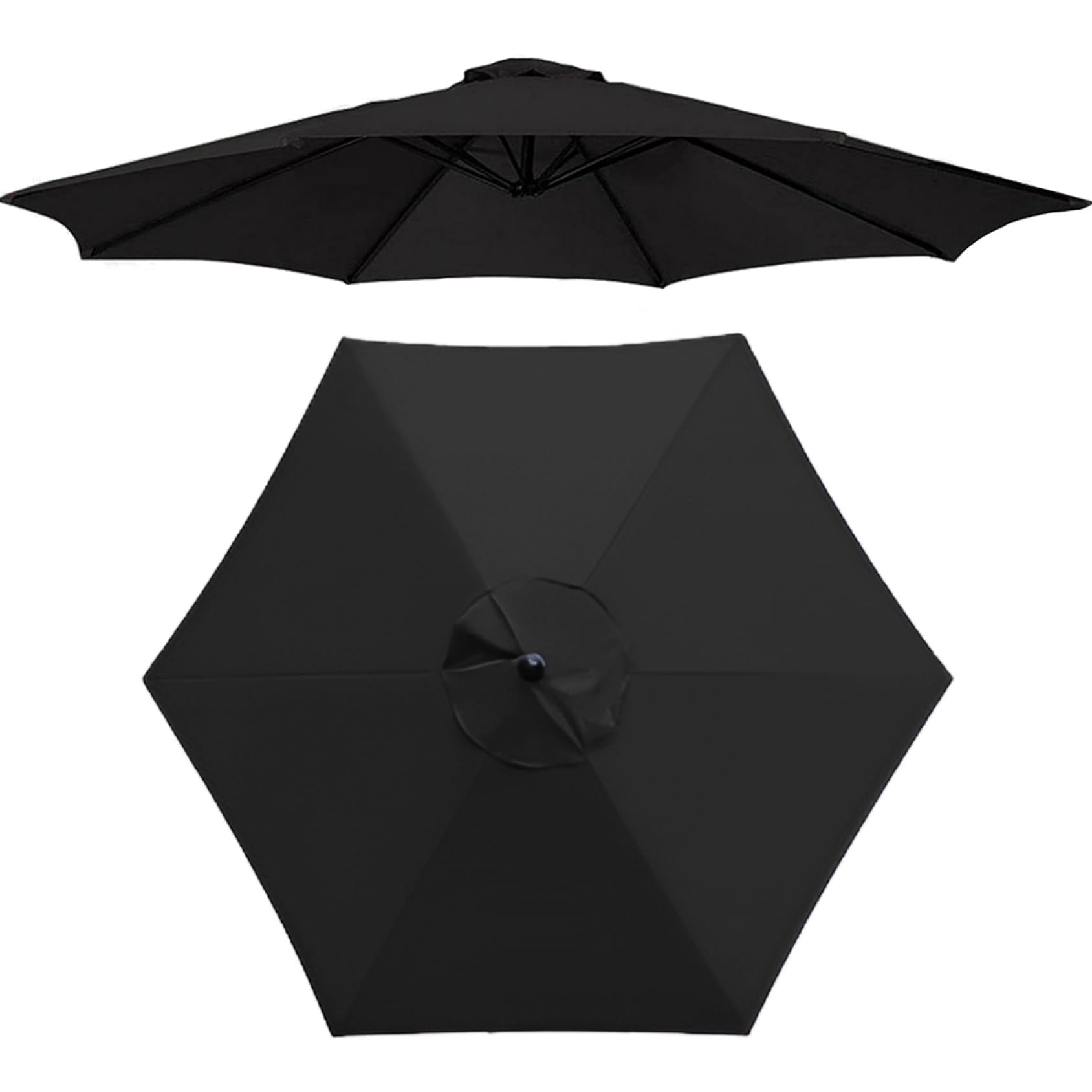 200cm/270cm/300cm (6 Arms/8 Arms) Umbrella Replacement Cloth Replacement Parasol Canopy Replacement Parasol Fabric Cover For Patio Sun Umbrella, Market Table Umbrella (Canopy Only)(Color:Black,Size:6