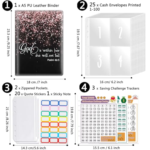 100 Envelopes Desafio de economia de dinheiro, fichário de orçamento para economizar dinheiro com en