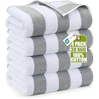 Utopia Towels (4 Pieces) Cabana Striped Beach Towel, (76 x 152cm) Extra Large 100% Ring-Spun Cotton, Highly Absorbent Quick Dry Bath and Swimming Towels (Red, Navy Blue, Grey & Plum