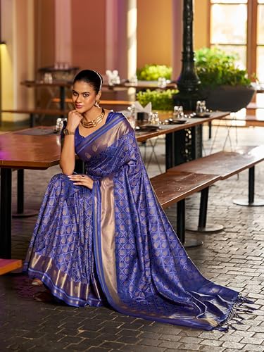 Image of SWORNOF Women's Patola silk saree for Patola festival Wedding silk with rich pallu Design sarees for women with blouse piece