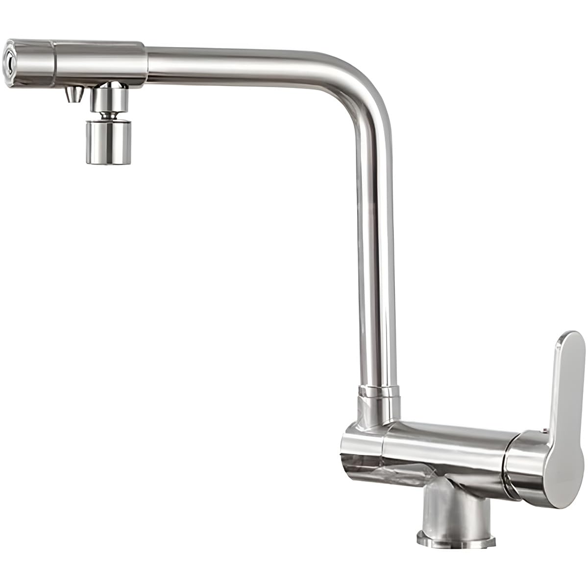 Robinet de cuisine haute pression en laiton et finition nickel brossé