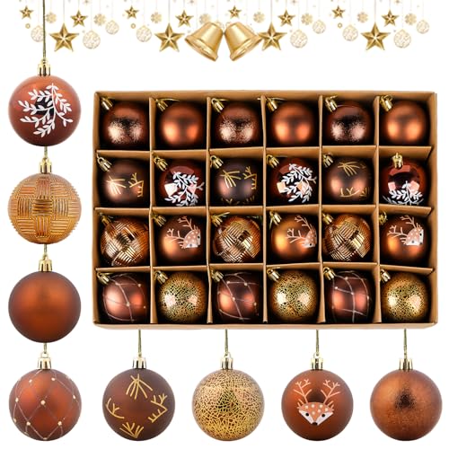 Agoer Weihnachtskugeln Kupfergold 6CM, 24 Stück Weihnachtsbaum Kugeln...