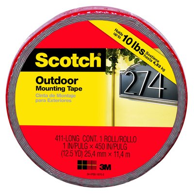 Image of Scotch-Mount Double Sided Mounting Tape Heavy Duty, Black Extreme Mounting, 1 Roll Adhesive, 1 in x 400 in WallTape (33.3ft), Our Strongest-Tape for Our Toughest Jobs (414H-Long-DC) (Pack of 8)