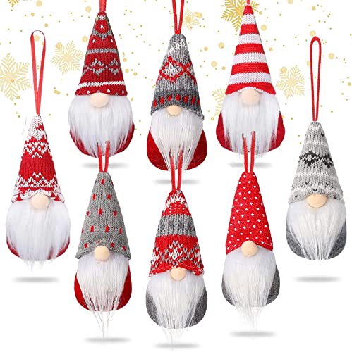 KAHEIGN 8 Piezas Gnomos Colgantes del Árbol de Navidad, 8 Estilos Peluche de Elfo de Papá Noel Escandinavo Colgante Gnomos Hechos a Mano Muñecas Suecas Tomte Adornos para Navidad Fiesta (15 x 7cm)