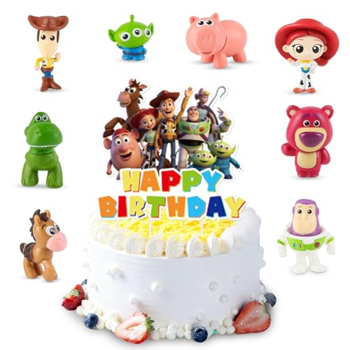 9Pcs Story Mini Figures Set Cake Toppers Cupcake Toppers Party Decorations Supplies Cartoon Theme Party Favors Birthday Gift Desk Decor for Boys Grils Kids Toy Lovers