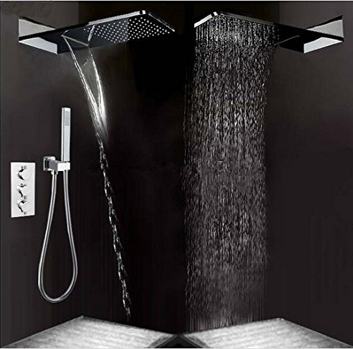 Cascade de douche pluie mitigeur thermostatique laiton pour salle de bain