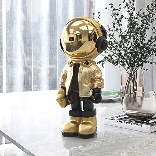 Dosker Astronaut Statues Spaceman Sculpture Polyresin Arts Gifts Gold Figurine Ornament Room Decor For Men,Home And Crafts Desktop Accessories Tabletop Decoration, Living Room, Office, Bookshelf #TOP1