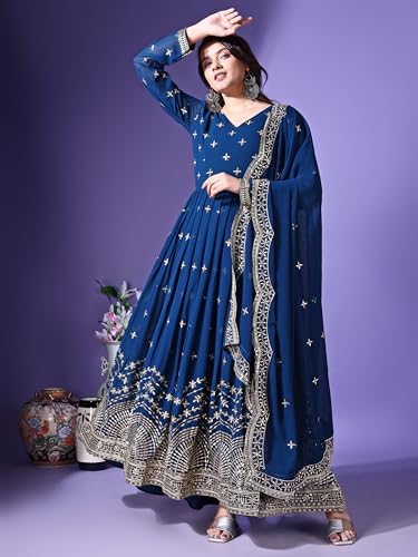 Image of Fashion Basket Faux Georgette Sequins Anarkali Dress for Women